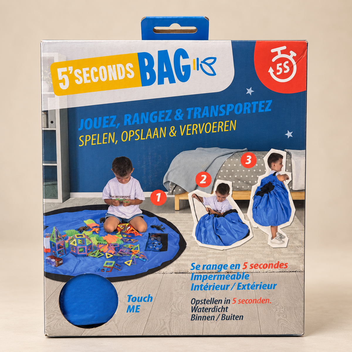 5 Seconds Bag – Spielmatte & Aufbewahrungstasche für Spielzeug – Blau