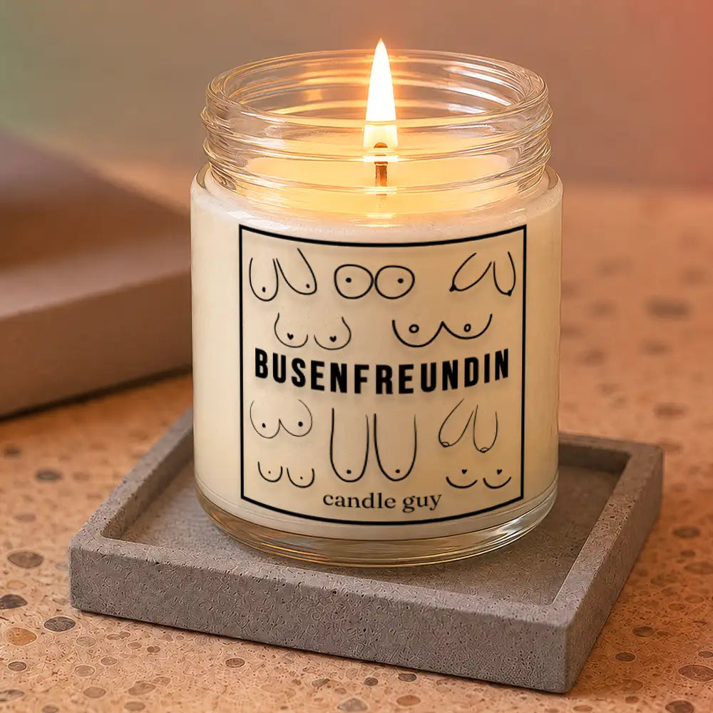 Kerze mit Spruch | Busenfreundin | Farbe Weiß