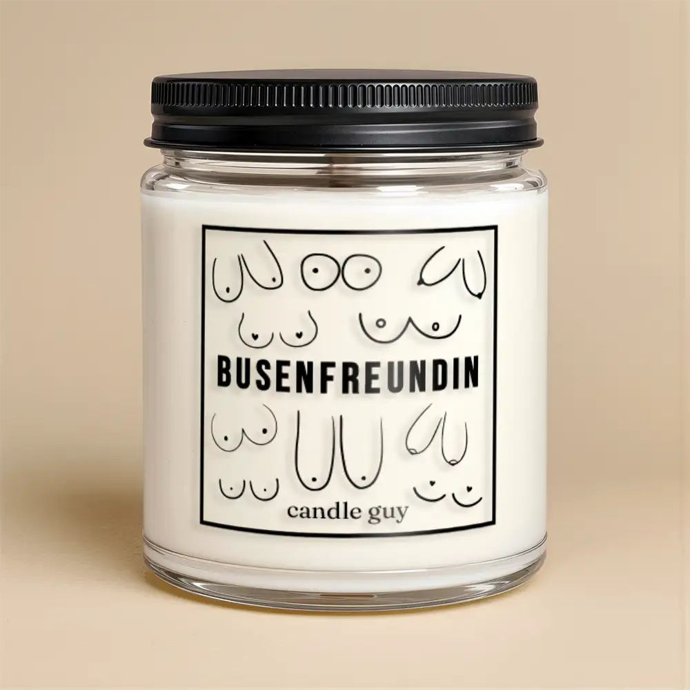 Kerze mit Spruch | Busenfreundin | Farbe Weiß