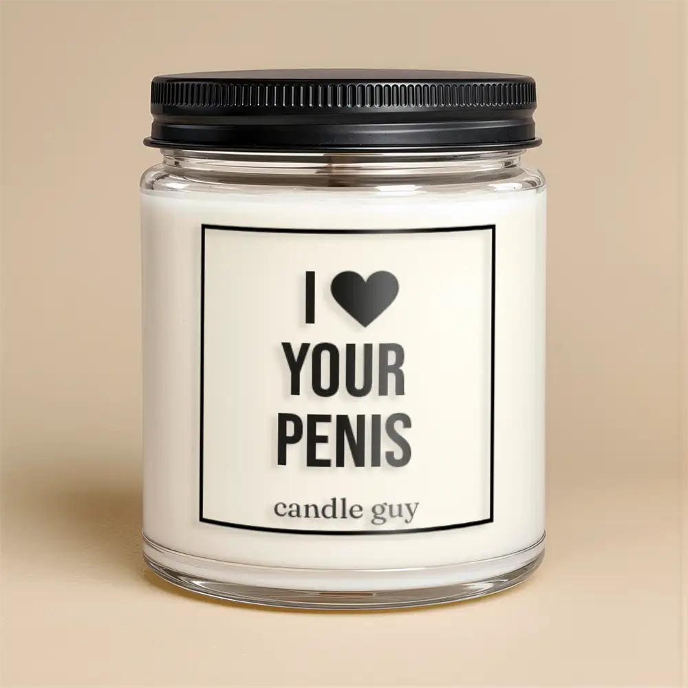Kerze mit Spruch | I love your penis | Farbe Weiß