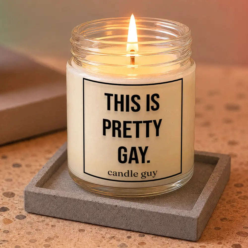 Kerze mit Spruch | This is pretty gay. | Farbe Weiß