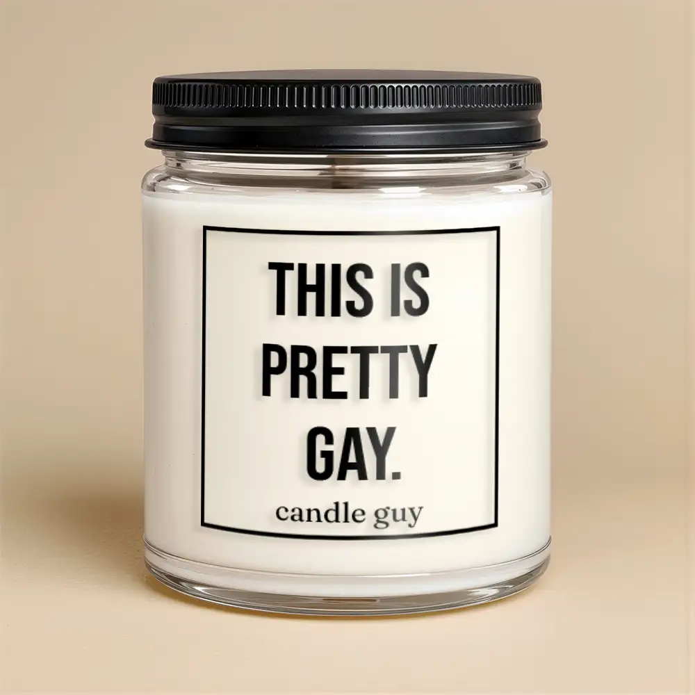 Kerze mit Spruch | This is pretty gay. | Farbe Weiß